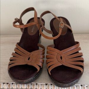Naturalizer Brown Leather Strappy Ankle-Wrap Sandals